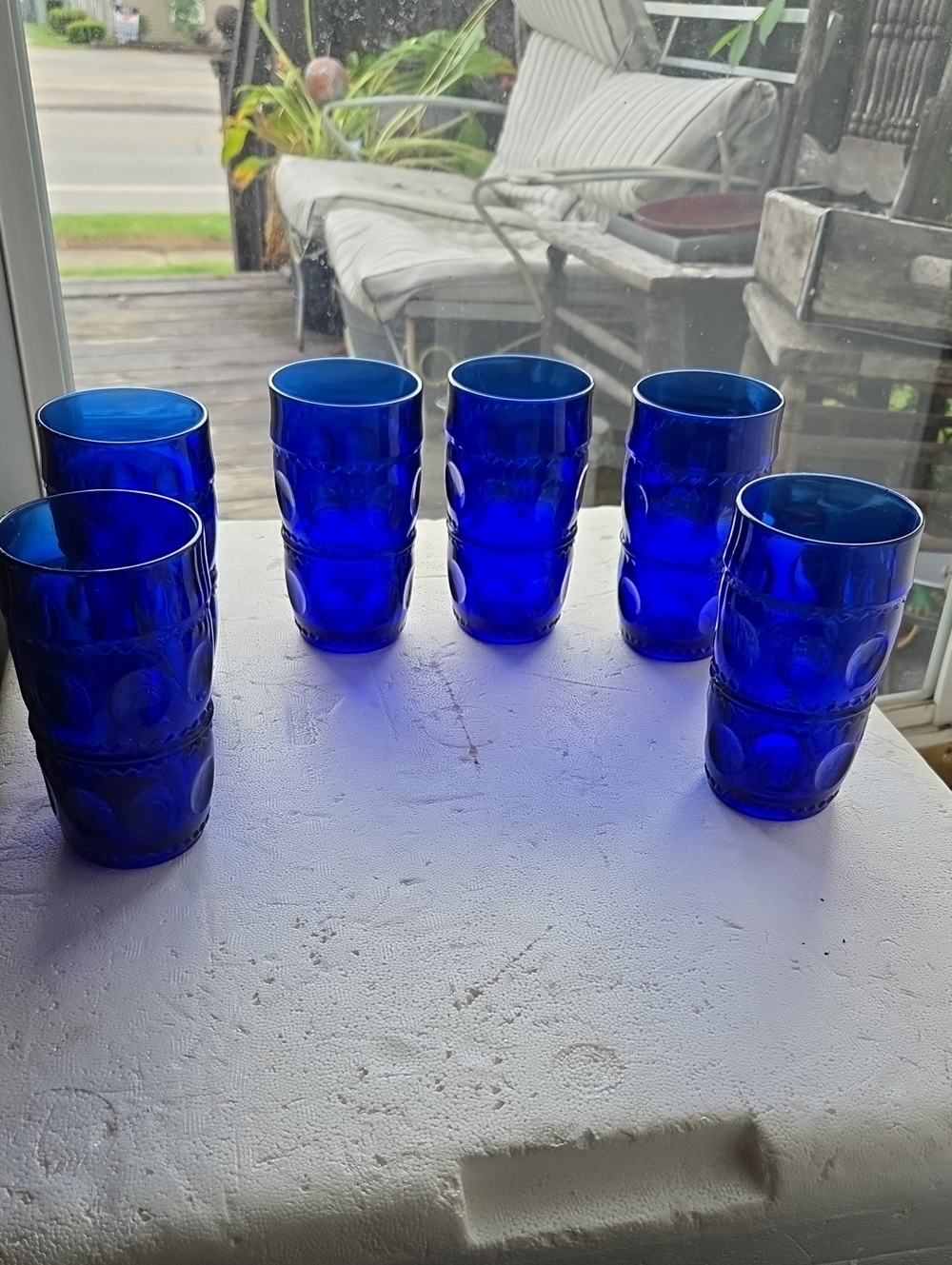 Cobalt Blue Glass Tumbler Set - 6-Piece Indiana Taira Thumb Print